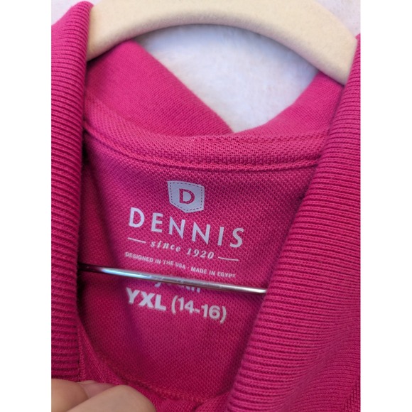 Dennis Youth YXL 14-16 Fuchsia Short Sleeve Pique Polo Shirt NWT - Picture 4 of 7